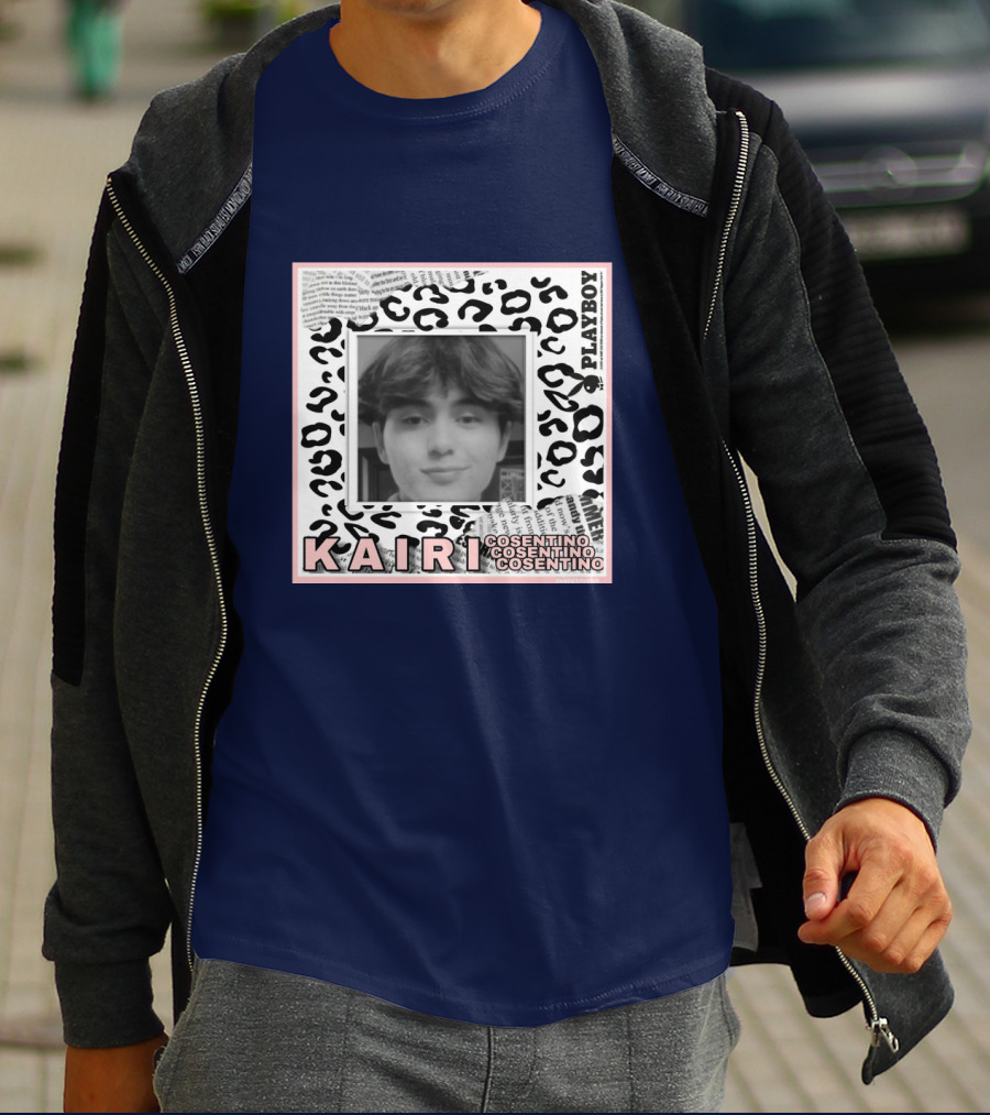 Kairi Cosentino Playboy Leopard Print Black And White Photo Montage T-Shirt