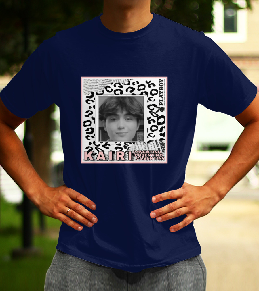 Kairi Cosentino Playboy Leopard Print Black And White Photo Montage T-Shirt