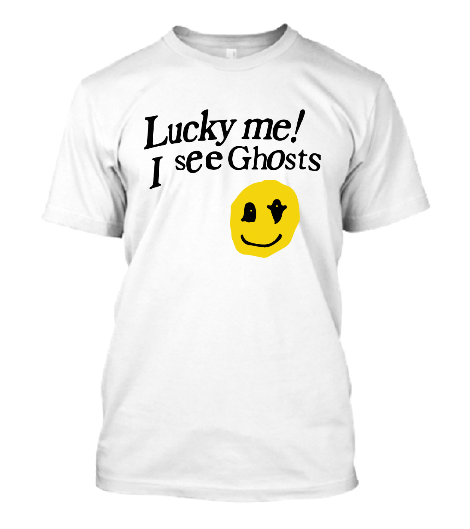 Lucky Me I See Ghosts Kids See Ghosts Merch Yellow Smiley Face T-Shirt