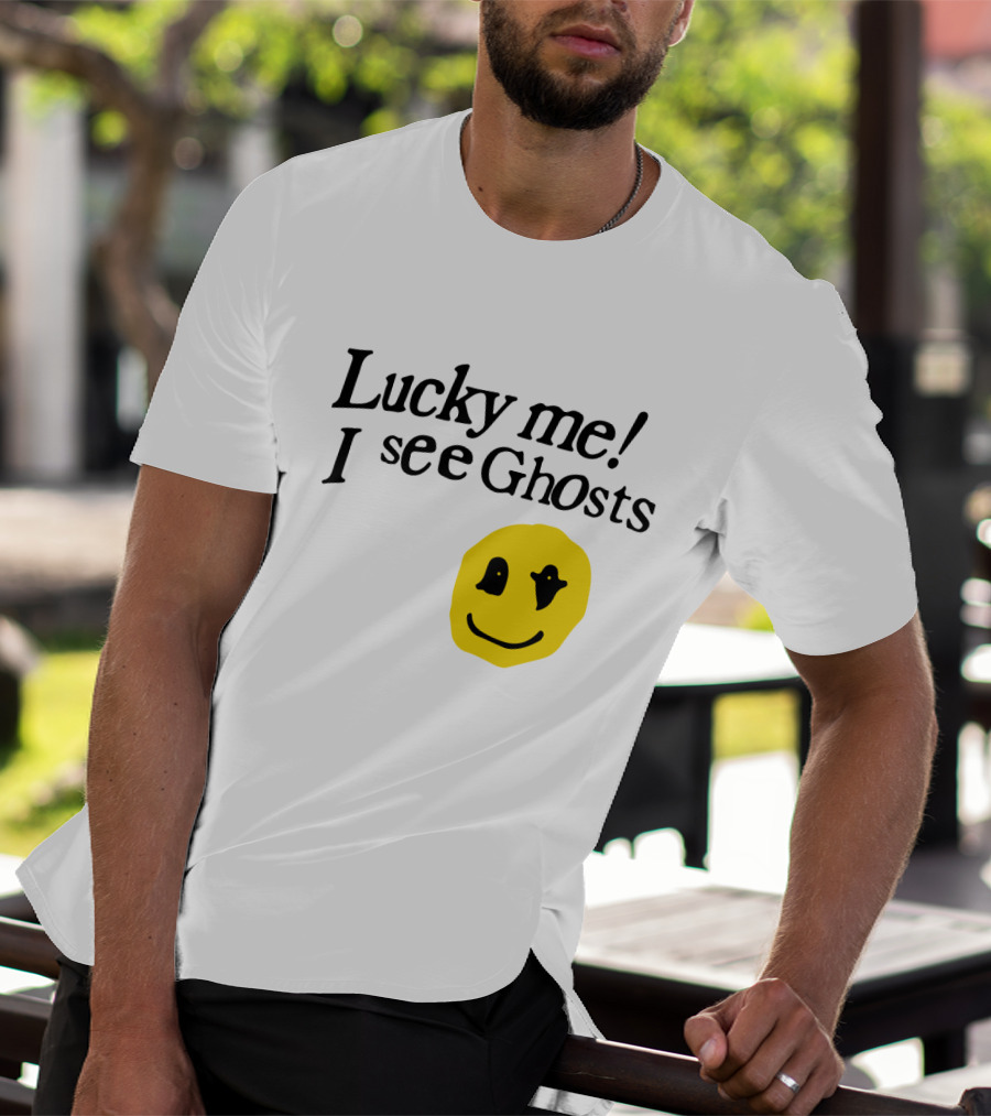 Lucky Me I See Ghosts Kids See Ghosts Merch Yellow Smiley Face T-Shirt