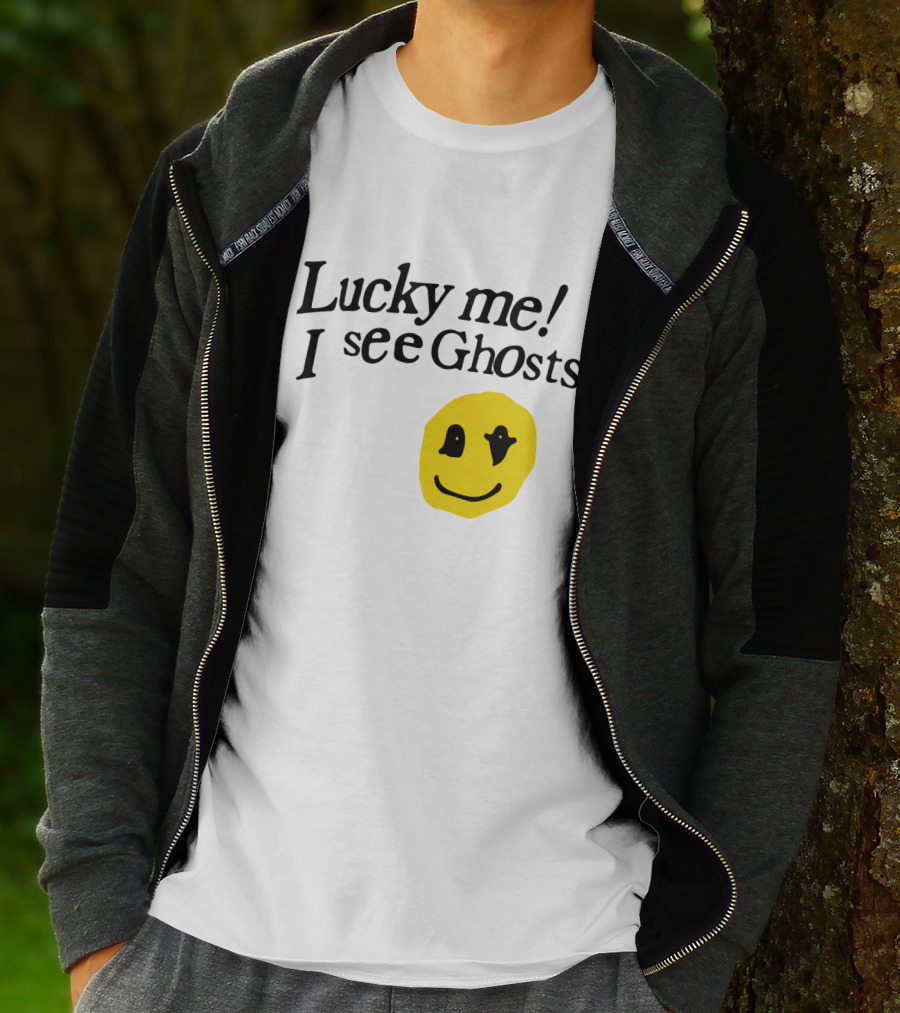 Lucky Me I See Ghosts Kids See Ghosts Merch Yellow Smiley Face T-Shirt