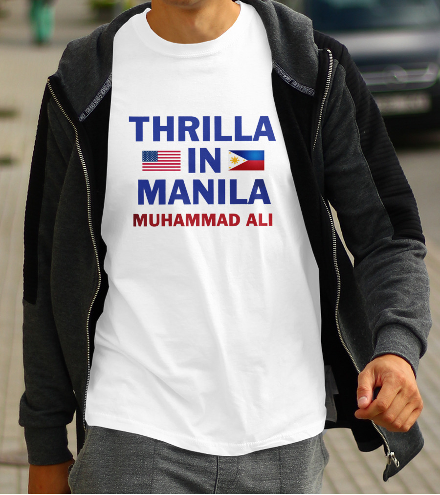 Thrilla IN Manila Muhammad Ali USA Philippines Flags T-Shirt