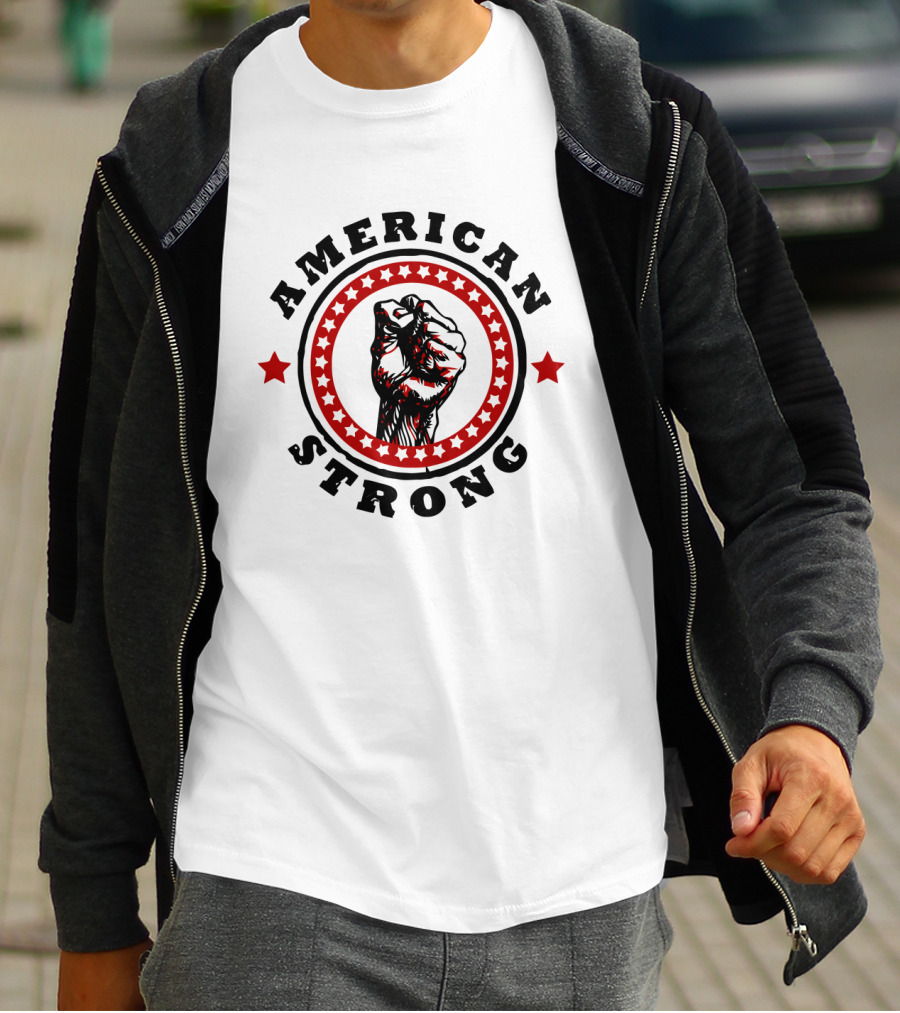 American Strong Fist With Stars And Circle T-Shirt
