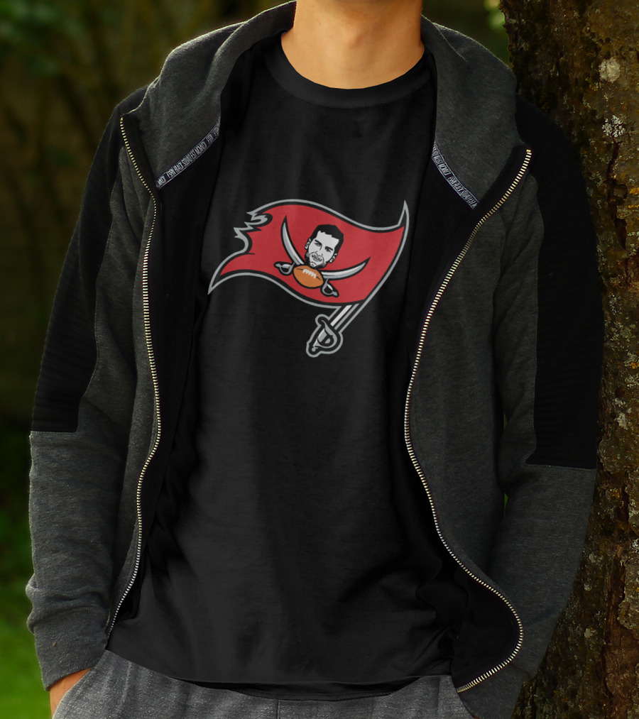 Tampa Bay Buccaneers Pirate Flag Parody With Face And Football T-Shirt