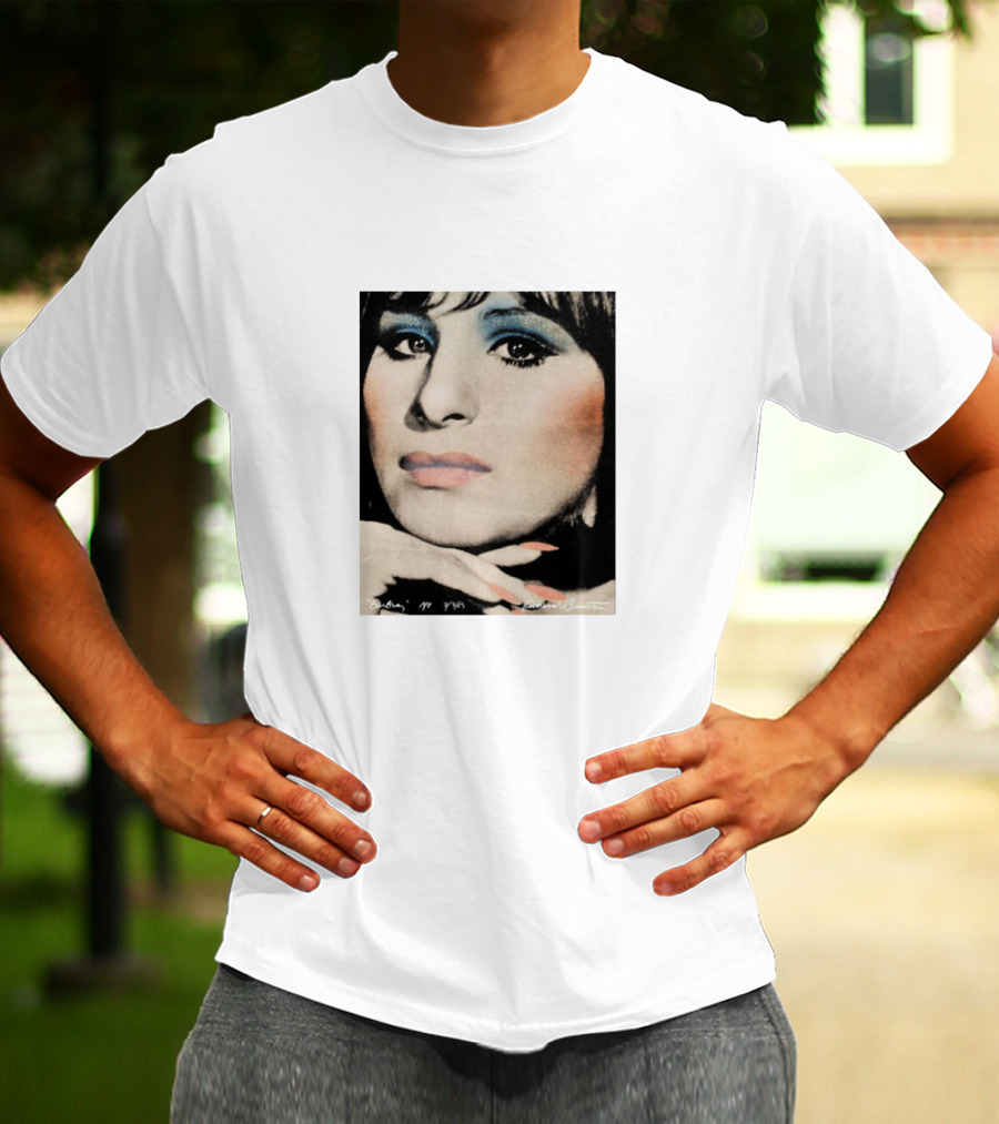 Barbra Streisand Portrait With Signature And Blue Eye Shadow T-Shirt