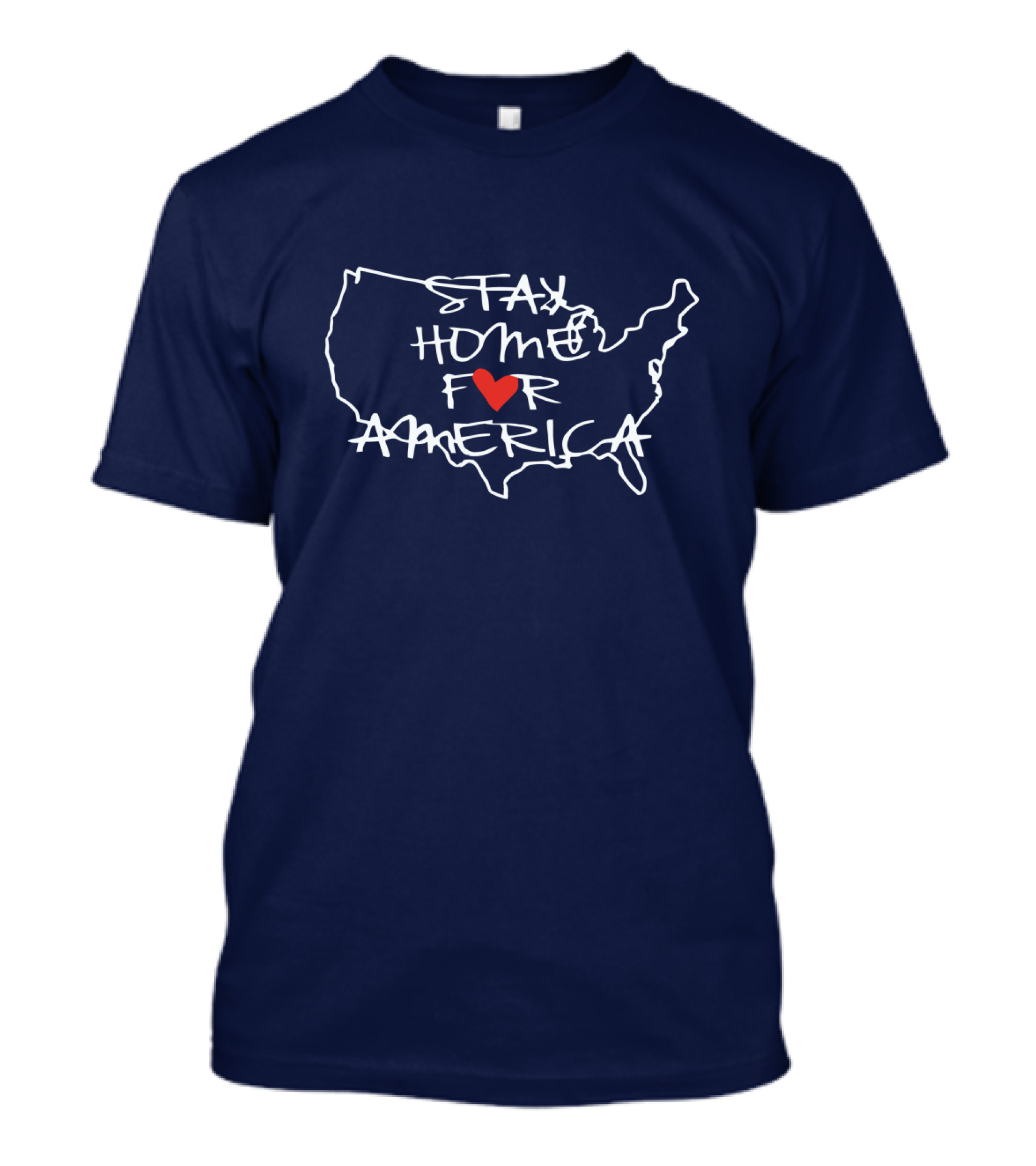 Stay Home For America Heart Map Outline T-Shirt