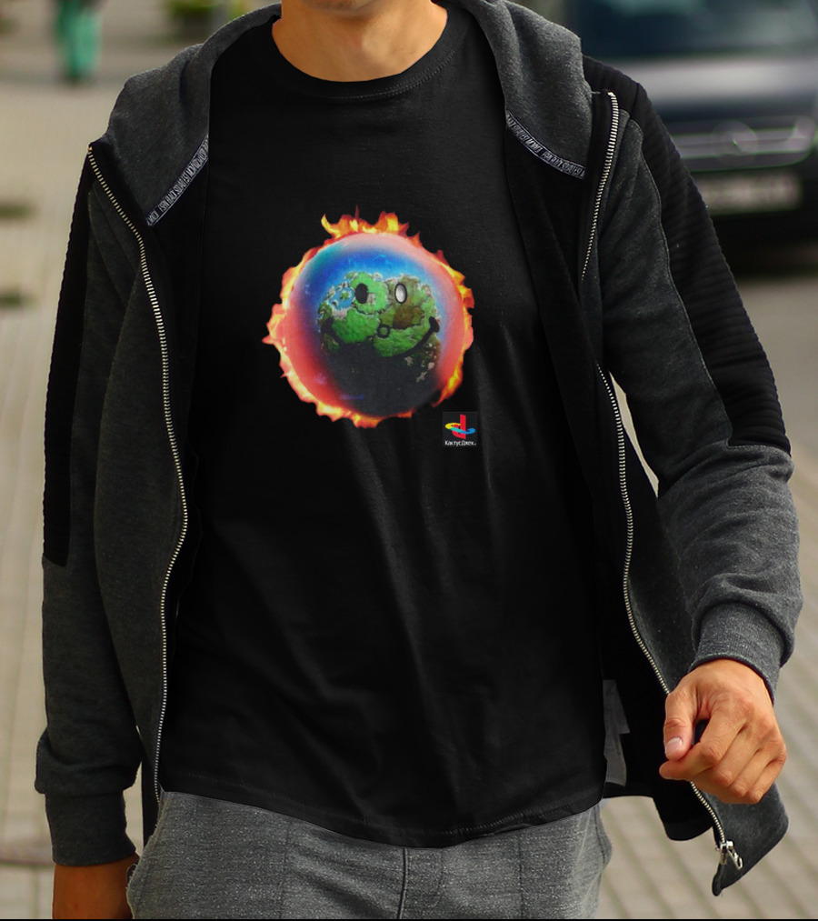 The Scotts Merch Earth Smiley Flame PlayStation Logo Cactus Jack T-Shirt
