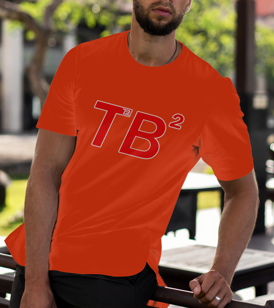 TB² TB12 Red And White Icon On Orange Background T-Shirt