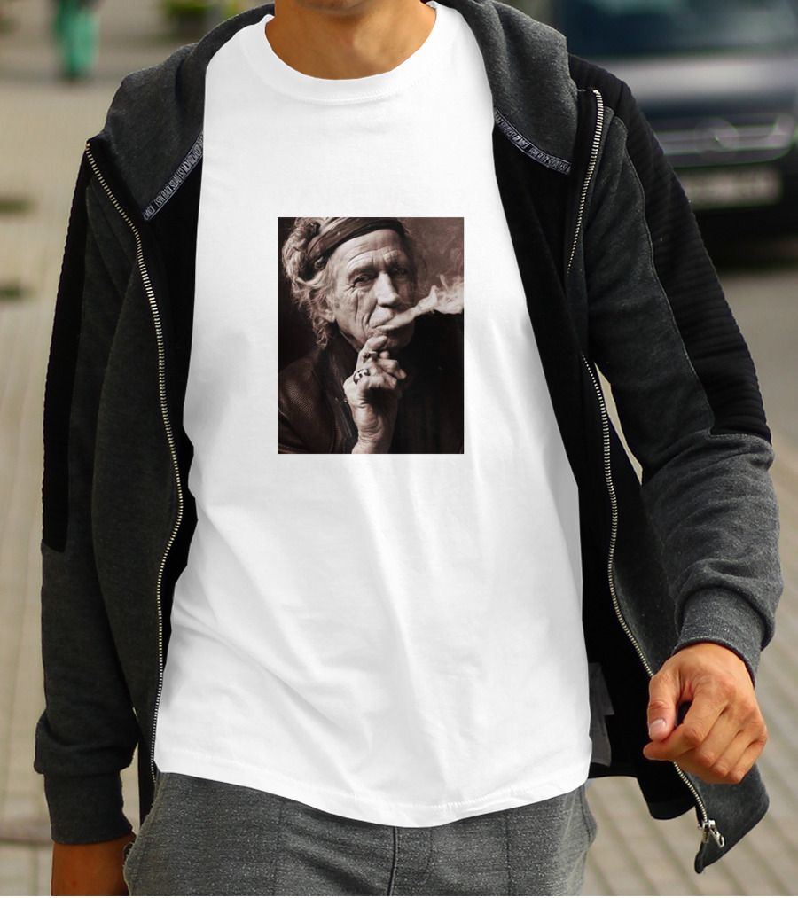 Kanye West Never Heard Of Her Keith Richards Smoking Image T-Shirt