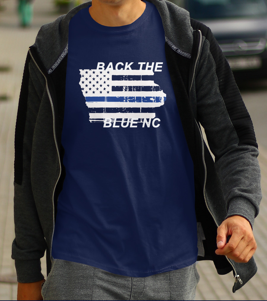 BACK THE BLUE NC American Flag T-Shirt