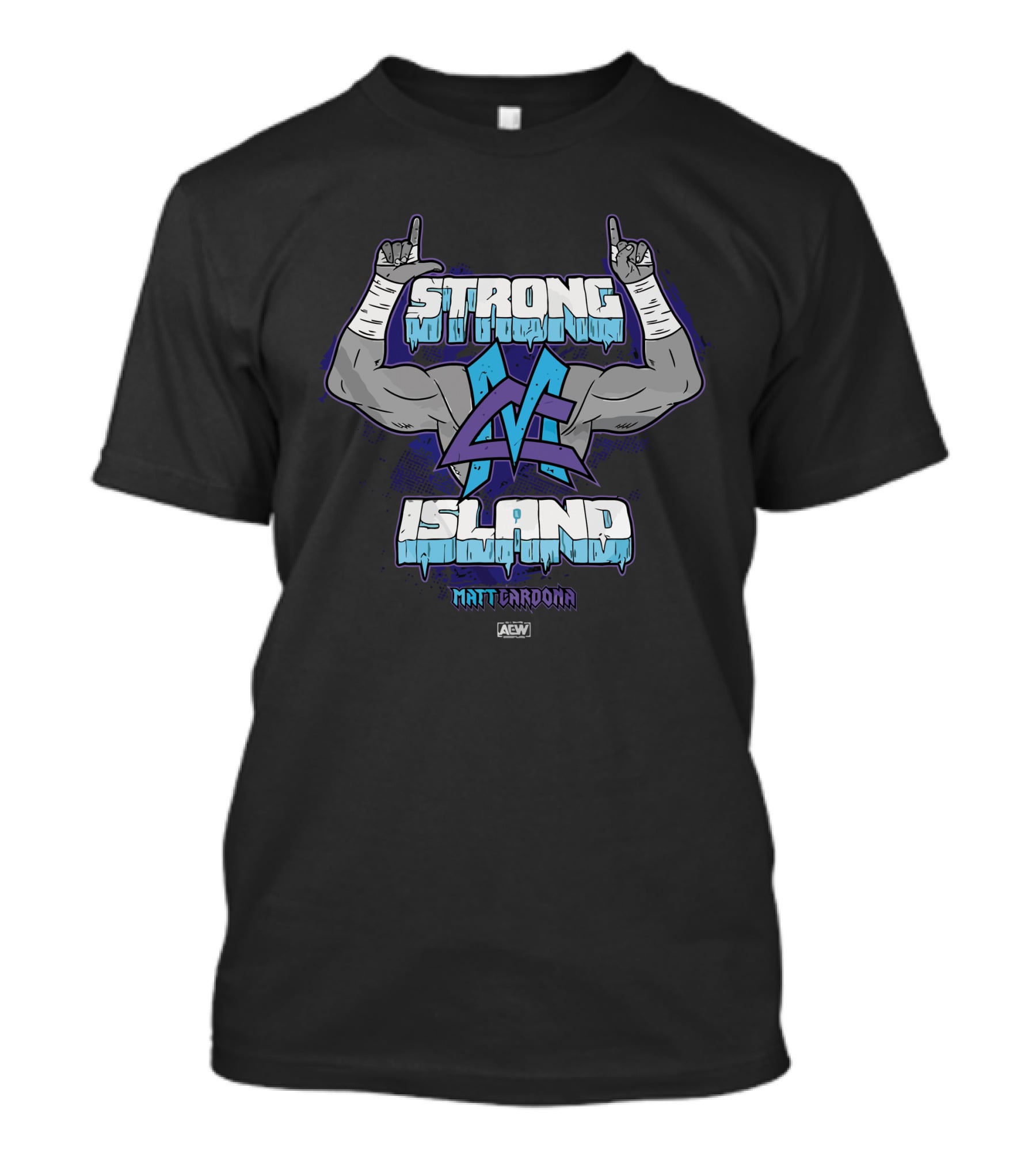 Strong Island AEW Matt Cardona Logo With Flexed Arms T-Shirt