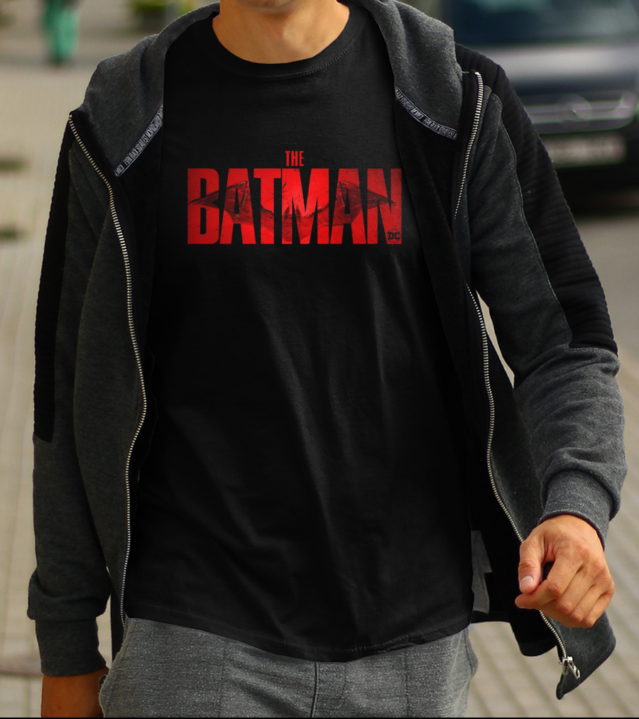 The Batman DC Red Text With Bat T-Shirt