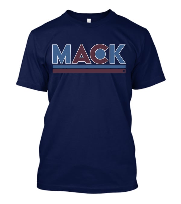 MACK Vintage Style Bold Block Letters With Blue And Maroon Stripes T-Shirt