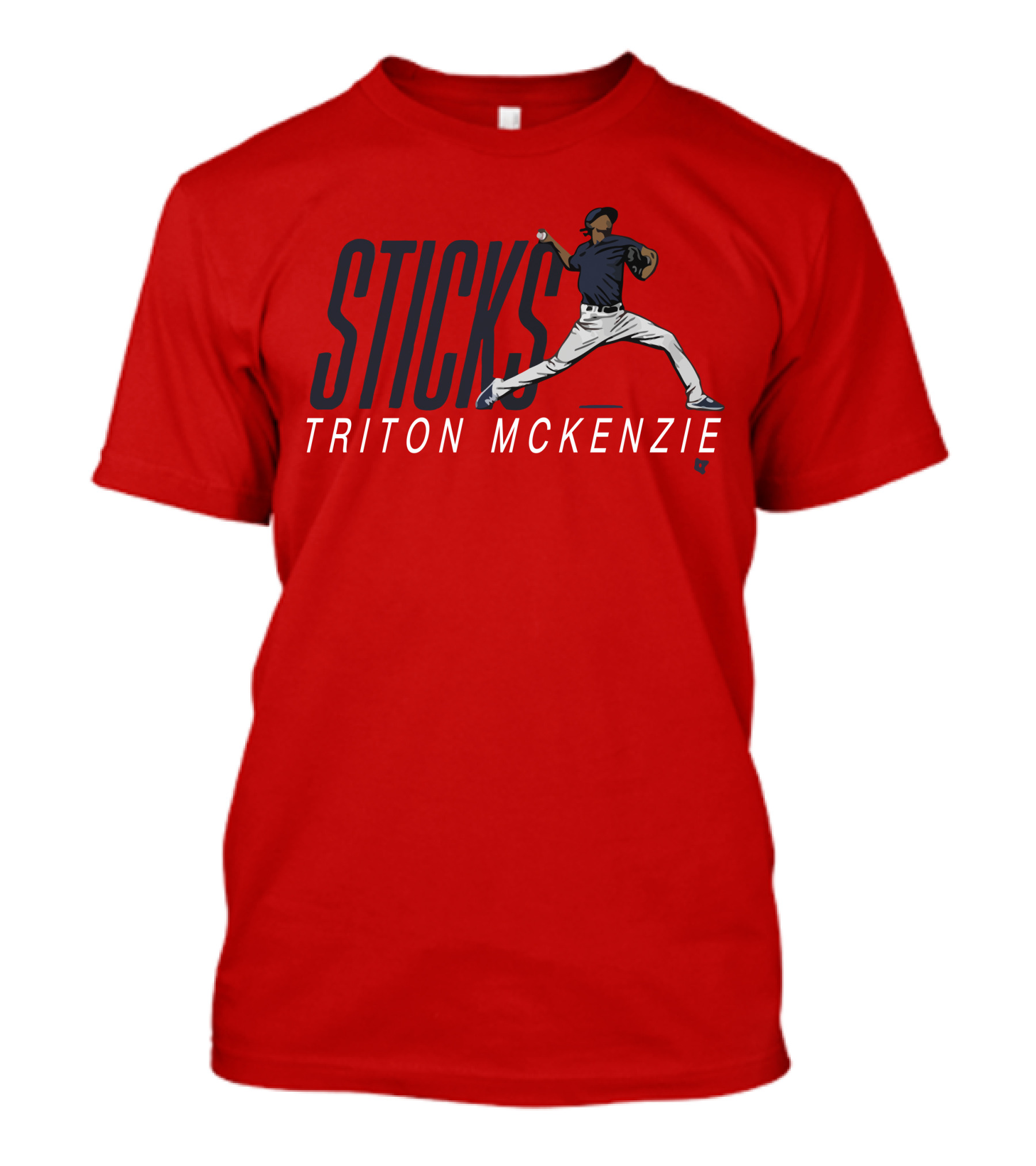 Triston McKenzie Sticks Pitching Motion Red T-Shirt