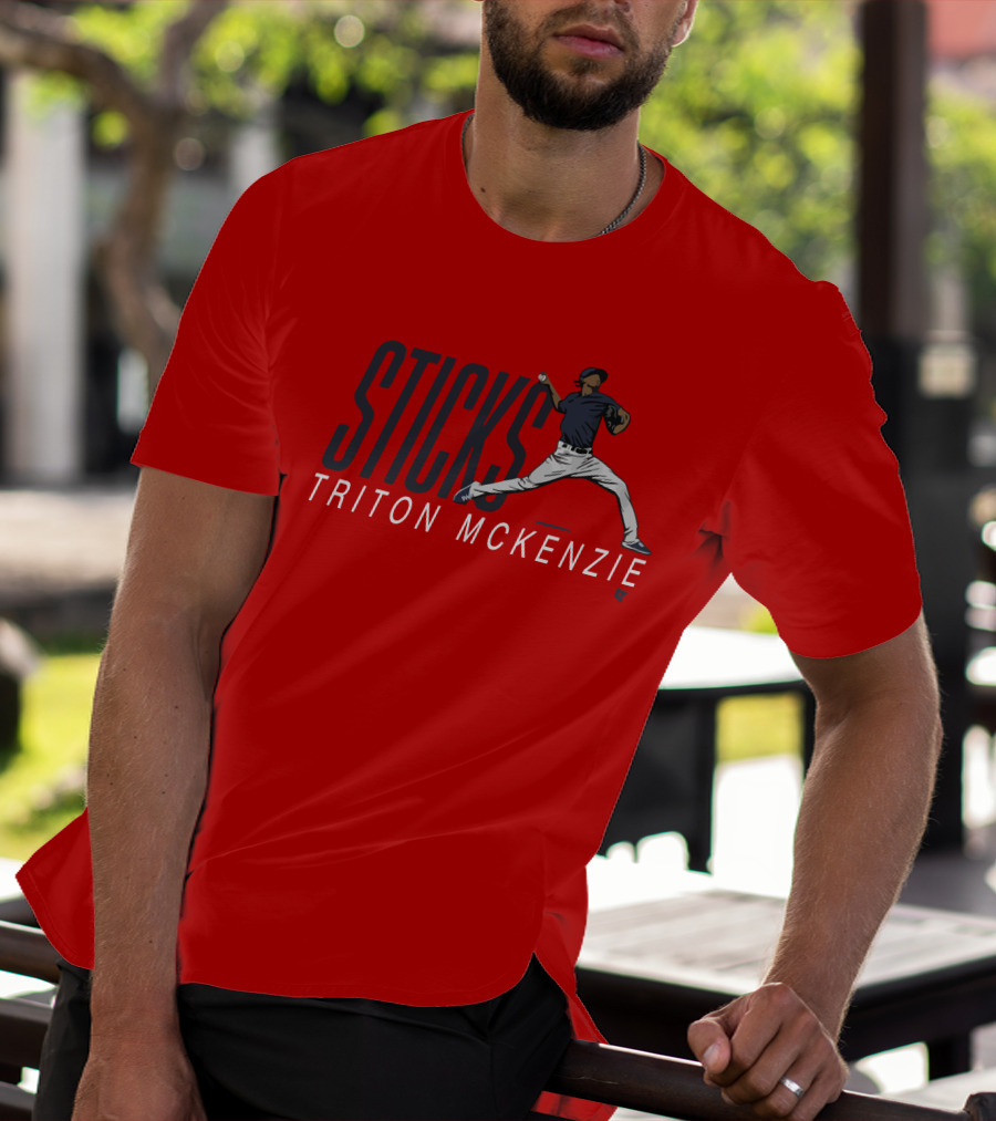 Triston McKenzie Sticks Pitching Motion Red T-Shirt
