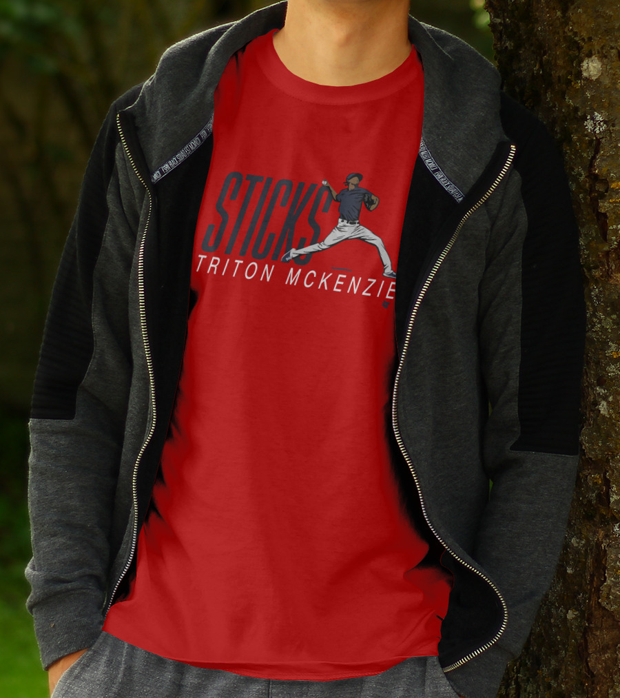 Triston McKenzie Sticks Pitching Motion Red T-Shirt