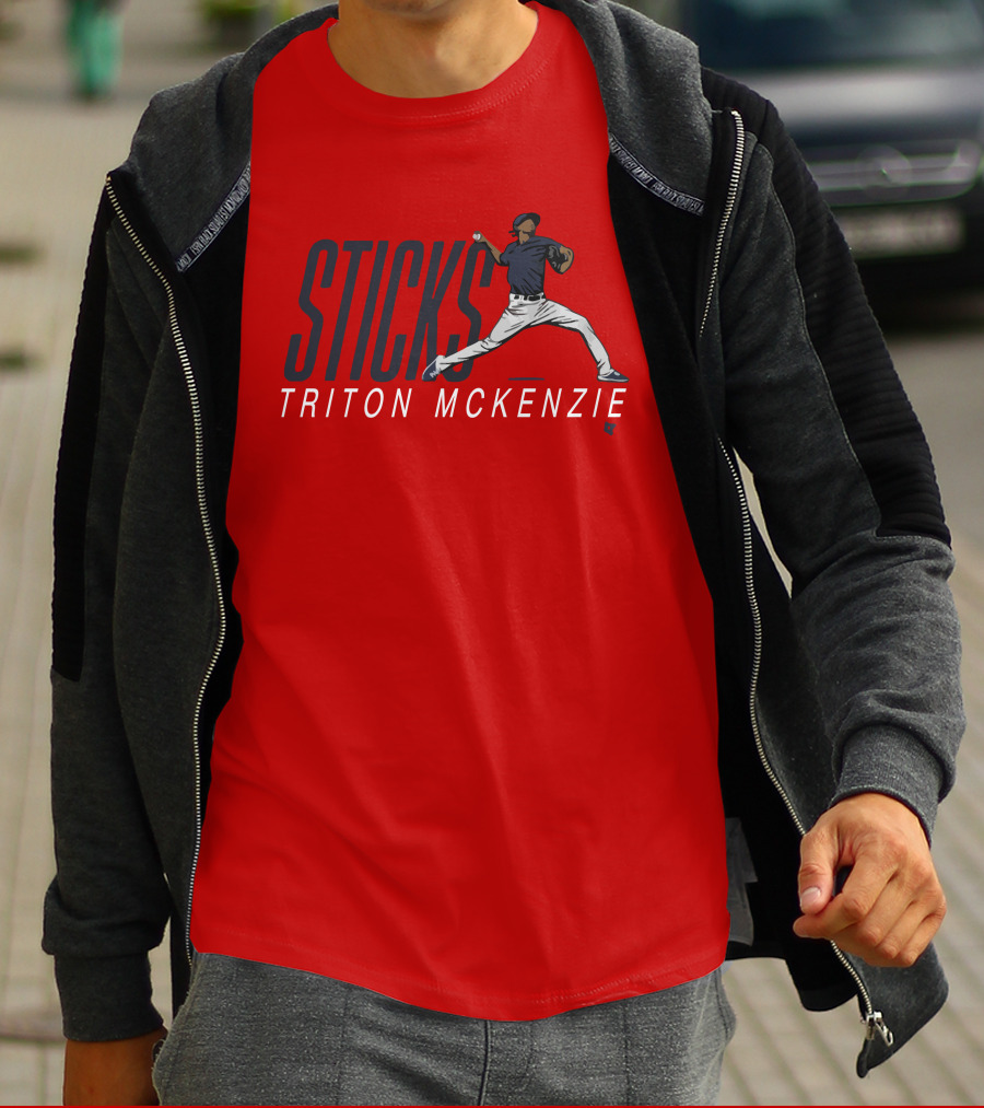 Triston McKenzie Sticks Pitching Motion Red T-Shirt
