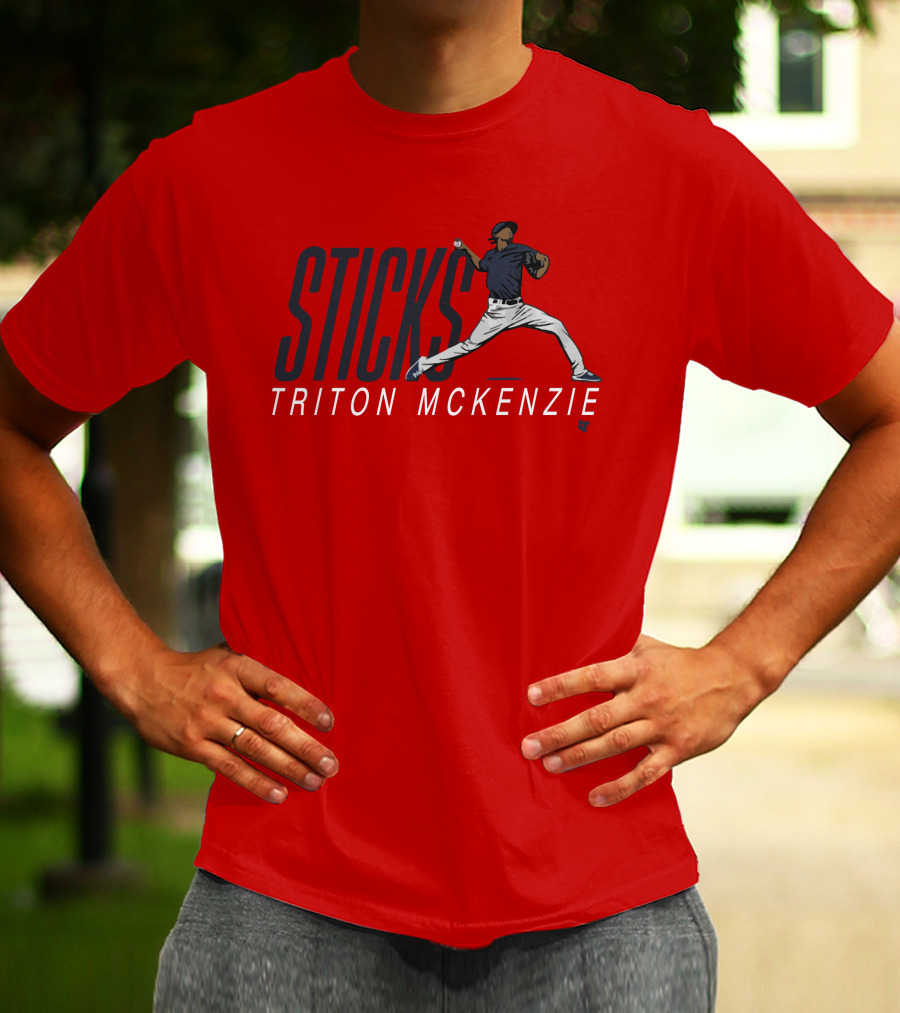 Triston McKenzie Sticks Pitching Motion Red T-Shirt
