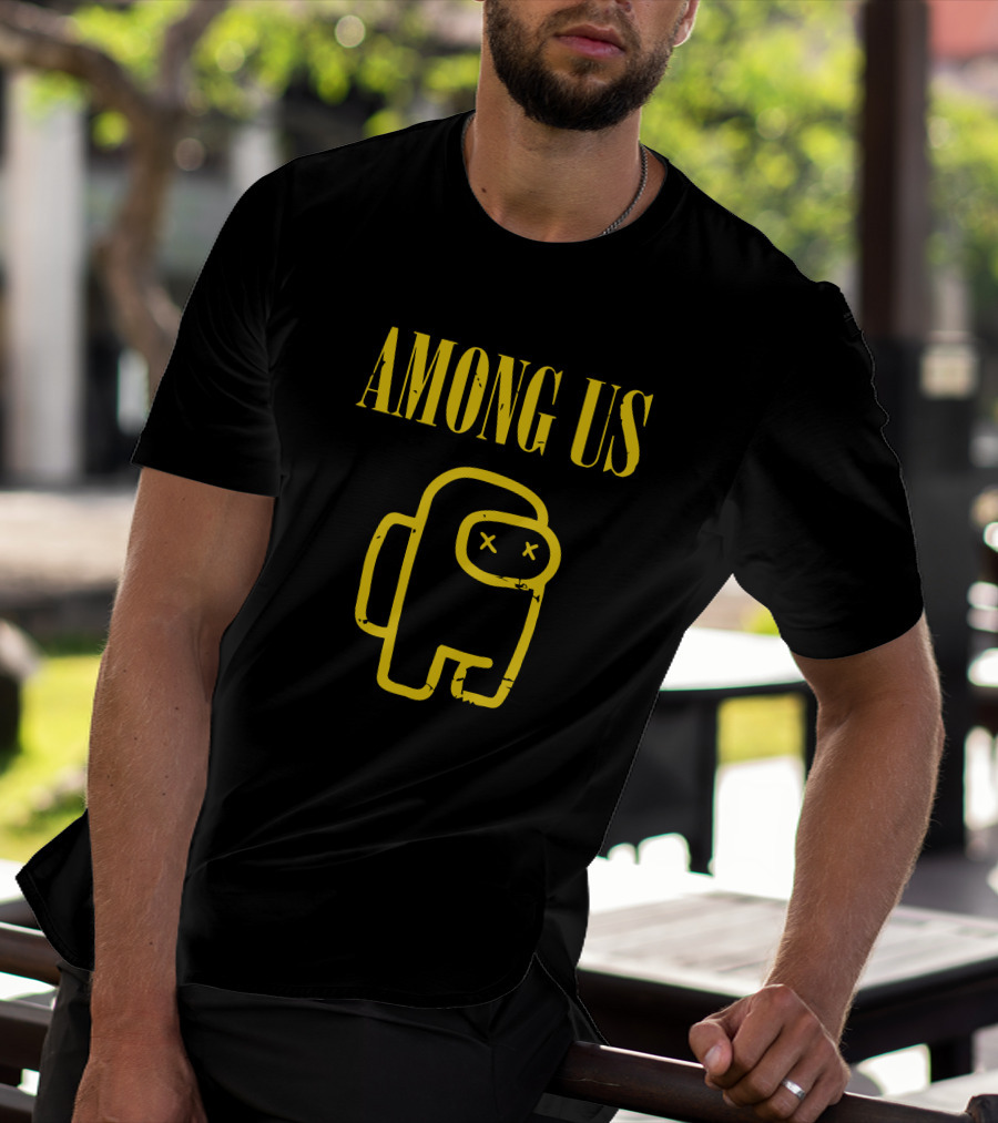 AMONG US Yellow Character Outline With X Eyes T-Shirt