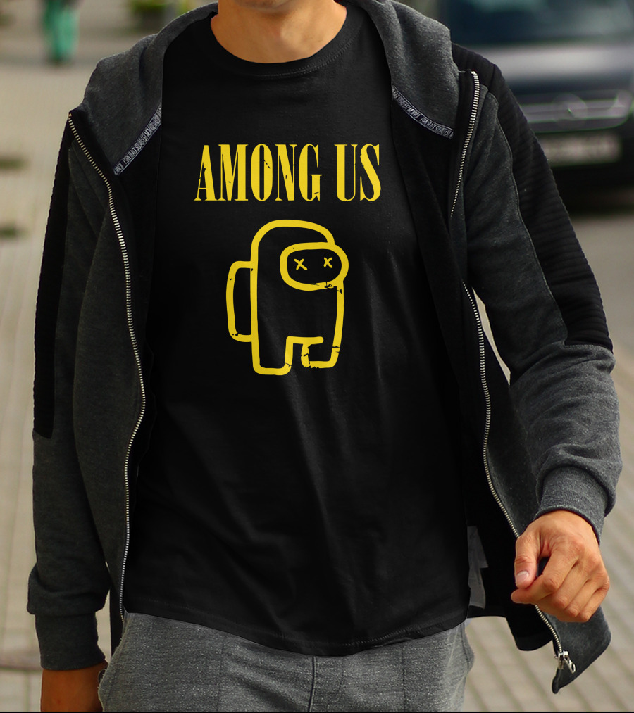 AMONG US Yellow Character Outline With X Eyes T-Shirt