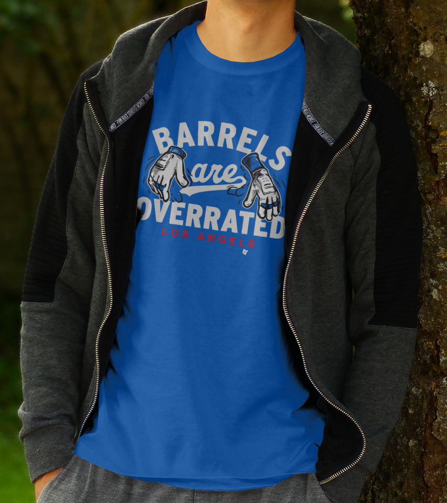 Barrels Are Overrated Los Angeles Baseball Glove Motif T-Shirt