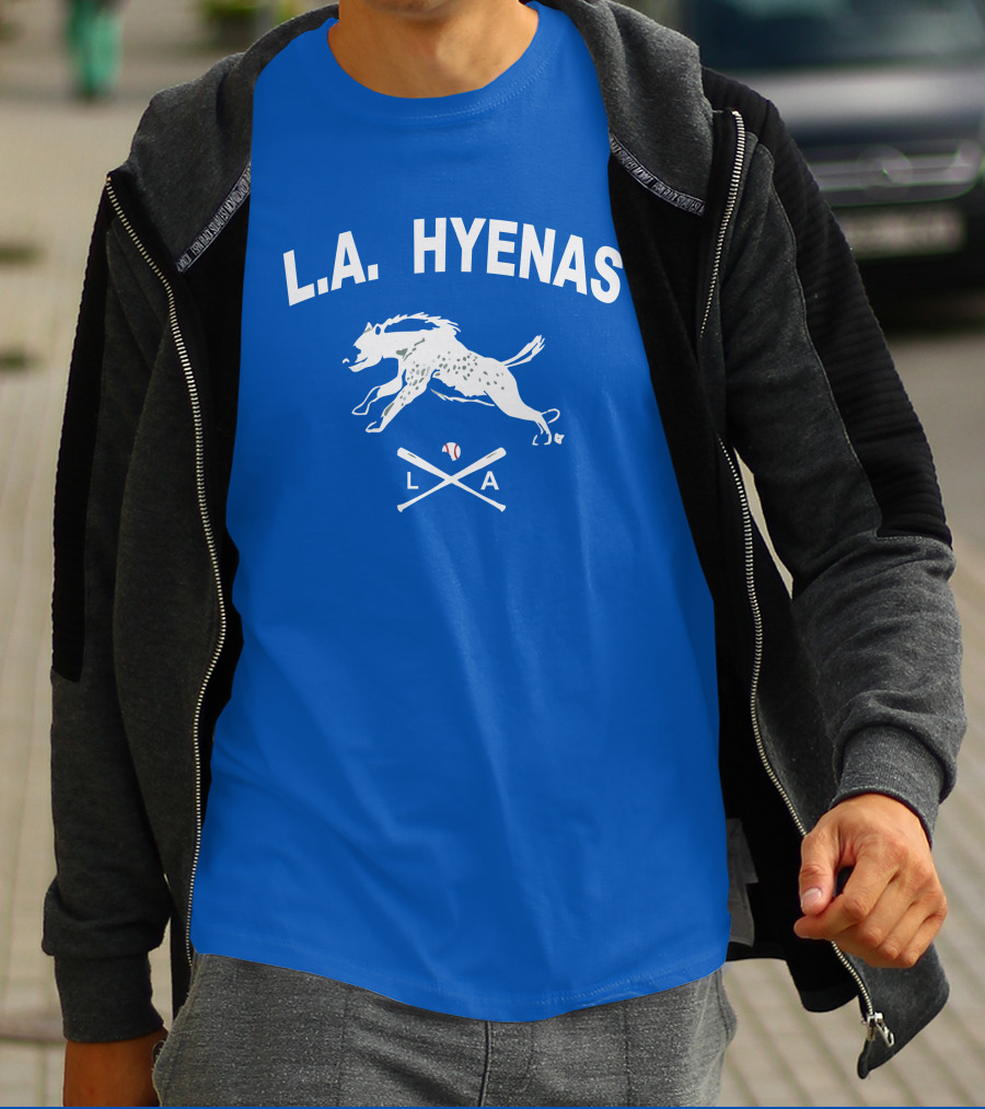 L.A. Hyenas Los Angeles Baseball Hyena With Crossed Bats T-Shirt