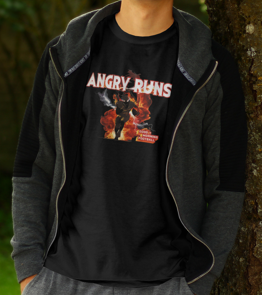 Angry Runs Good Morning Football Fire And Lightning Charge T-Shirt