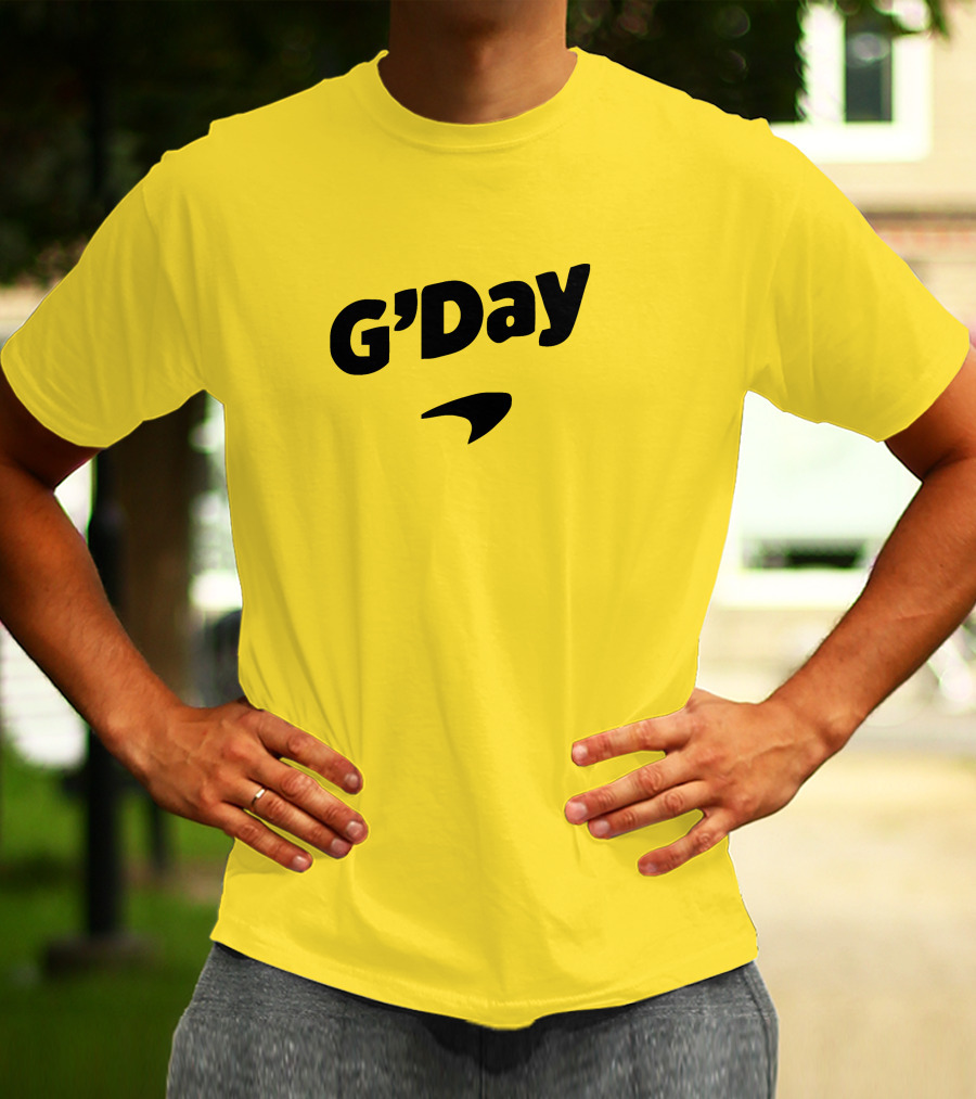 Daniel Ricciardo G'Day McLaren Logo Yellow Background T-Shirt