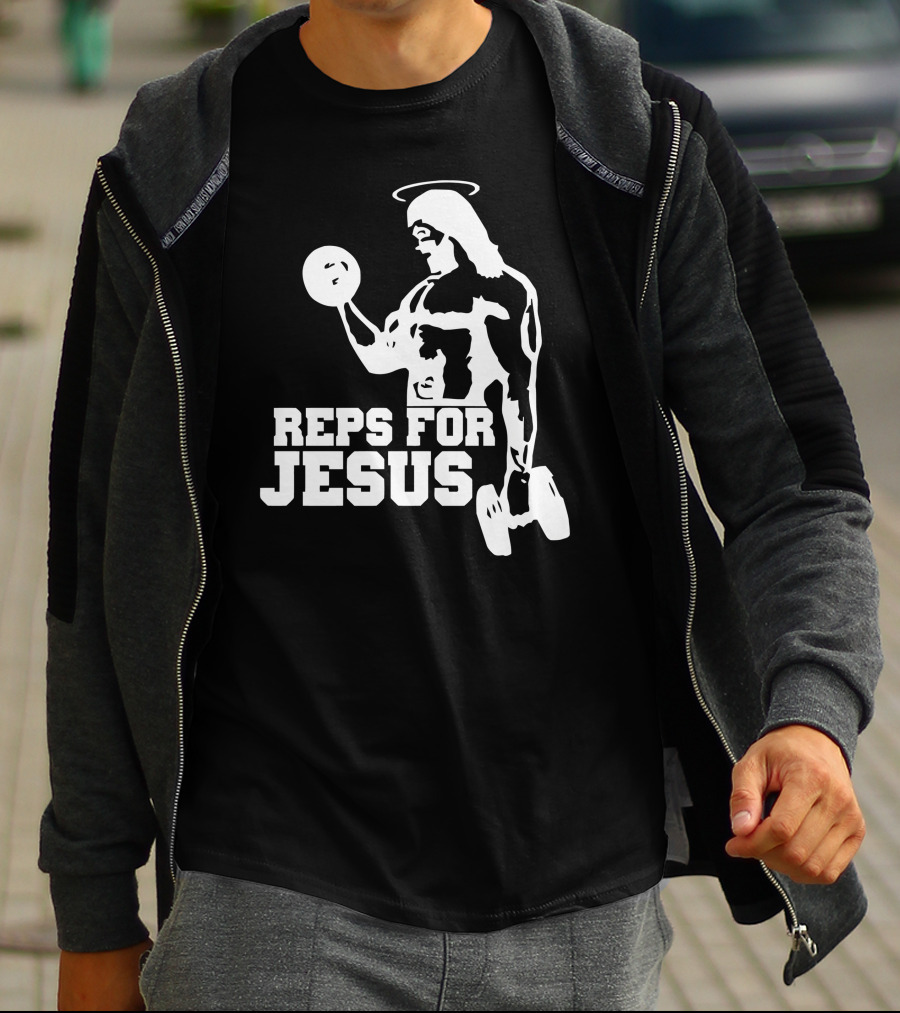 Reps For Jesus Weightlifting Motivational Fitness T-Shirt