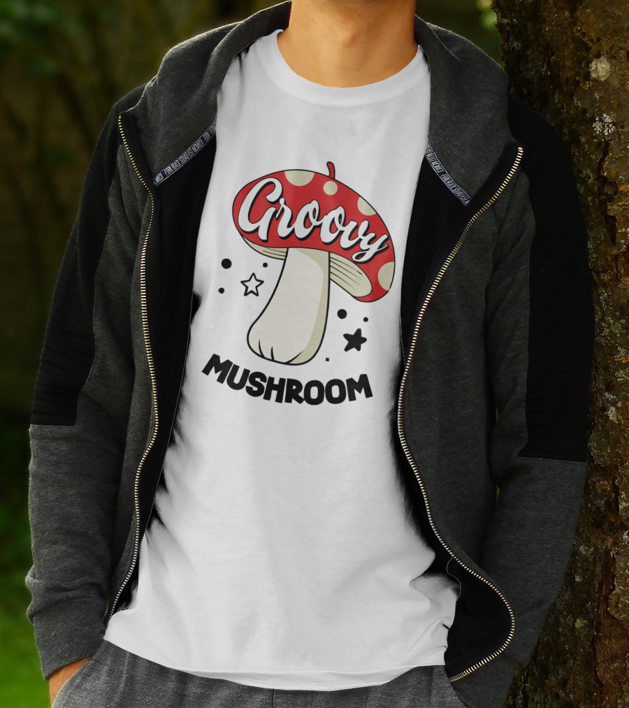 Groovy Mushroom Retro Polka Dot Star Fun T-Shirt