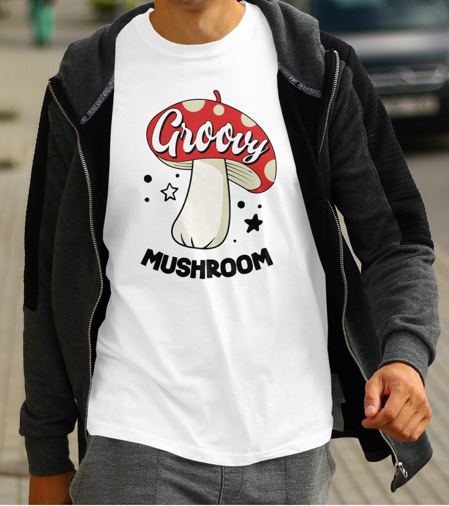 Groovy Mushroom Retro Polka Dot Star Fun T-Shirt