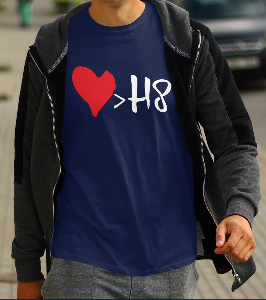 Love Heart Symbol Greater Than H8 T-Shirt