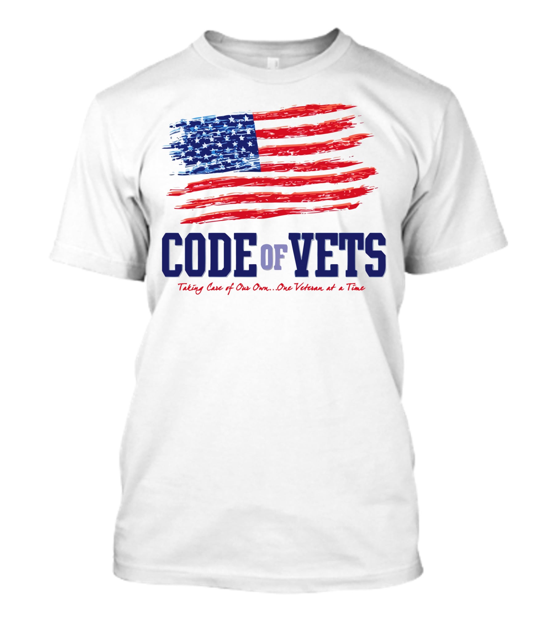 CODE OF VETS Taking Care Of Our Own One Veteran At A Time American Flag T-Shirt