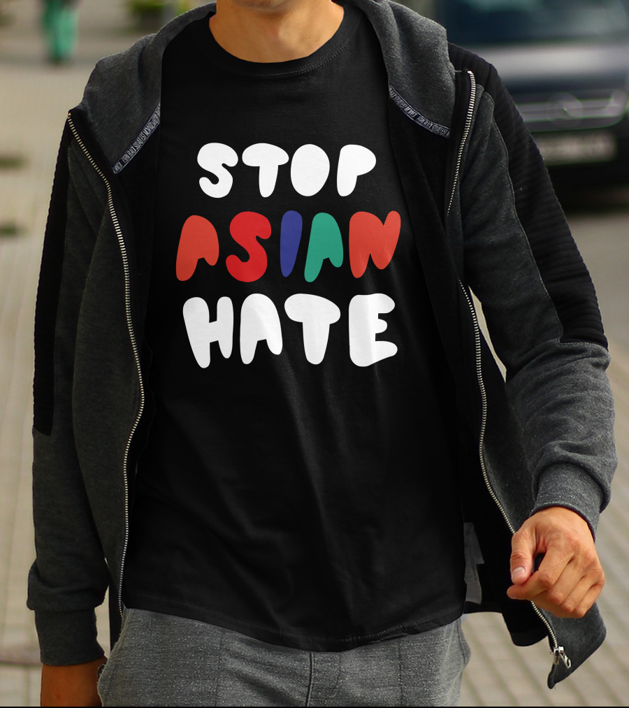 Stop Asian Hate Bold Text Multicolor Letters T-Shirt