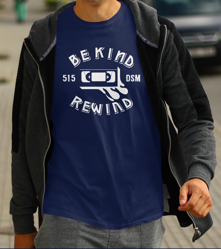 Be Kind Rewind 515 DSM VHS Tape Des Moines T-Shirt