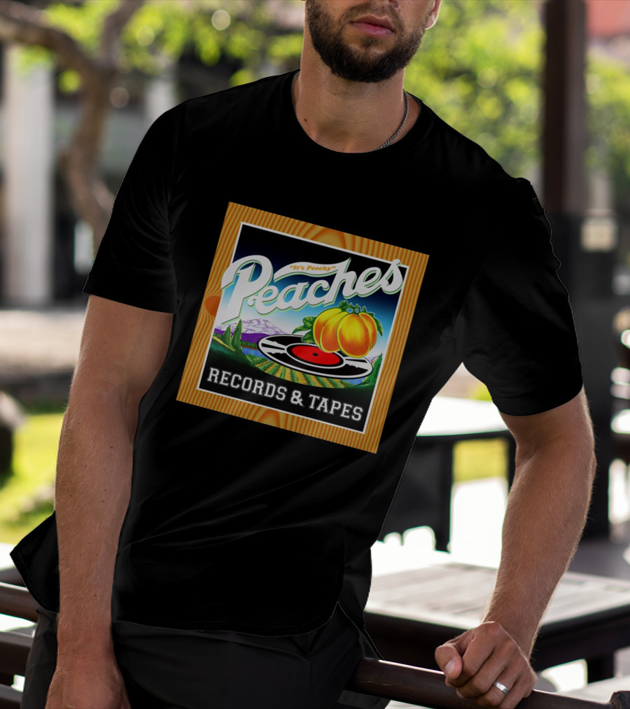 It's Peachy Peaches Records And Tapes Retro Vinyl T-Shirt