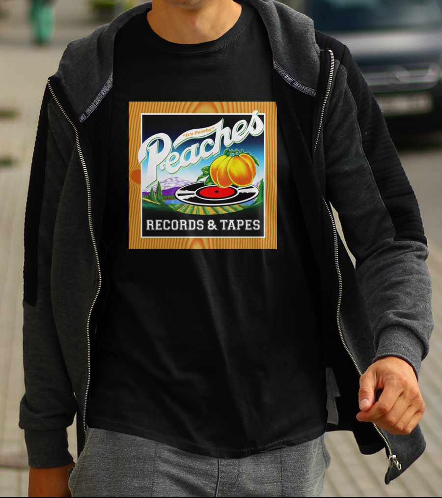 It's Peachy Peaches Records And Tapes Retro Vinyl T-Shirt