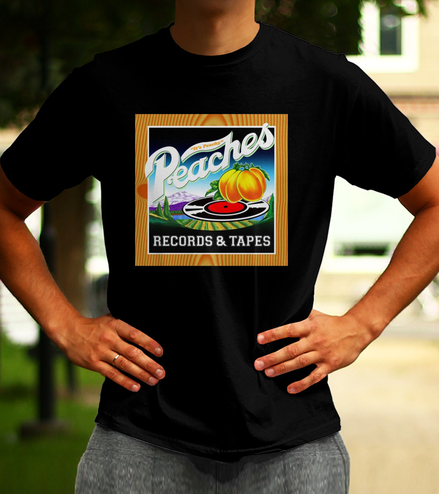 It's Peachy Peaches Records And Tapes Retro Vinyl T-Shirt