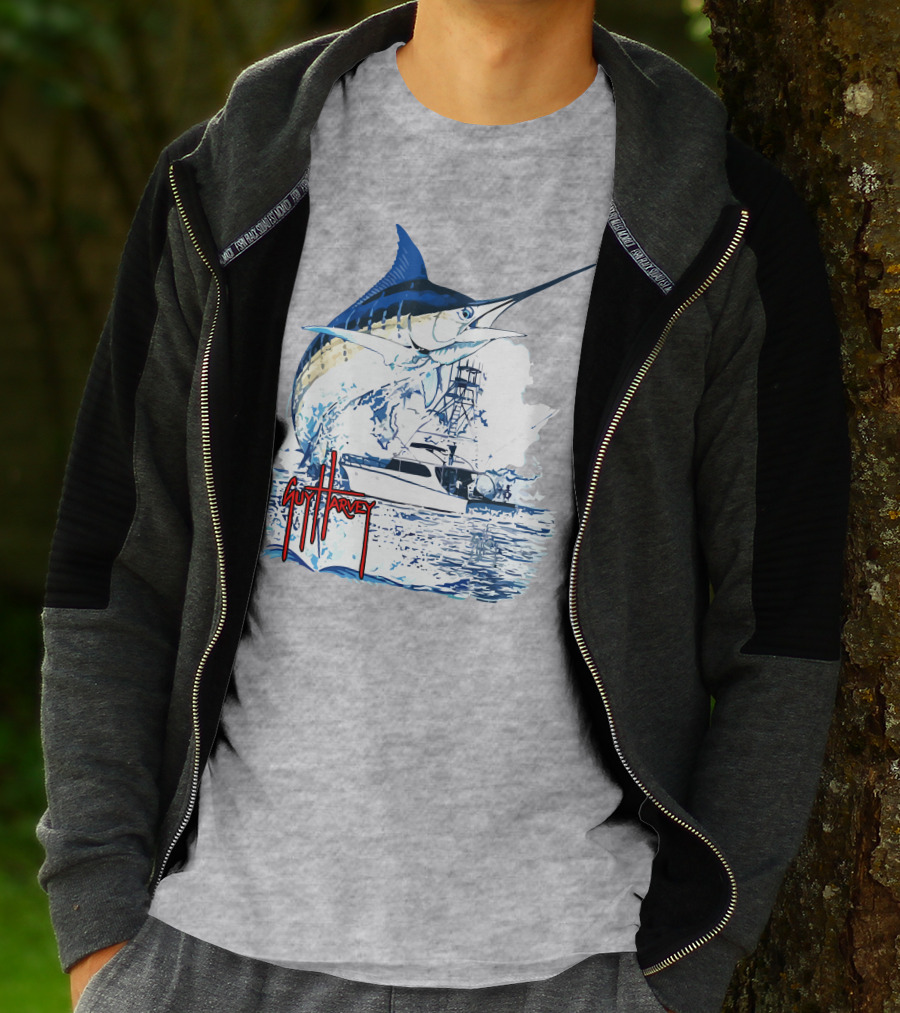 Guy Harvey Marlin Fishing Boat Ocean Adventure T-Shirt