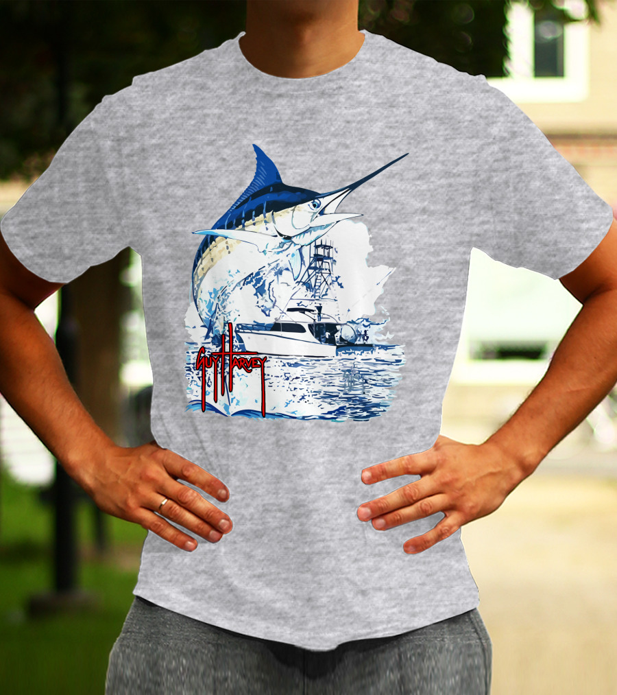 Guy Harvey Marlin Fishing Boat Ocean Adventure T-Shirt