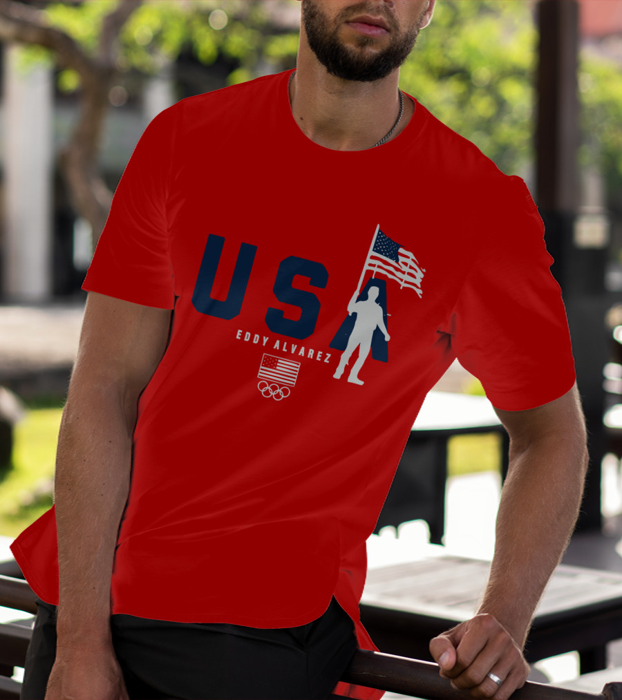 USA Eddy Alvarez Olympic Flag Bearer T-Shirt