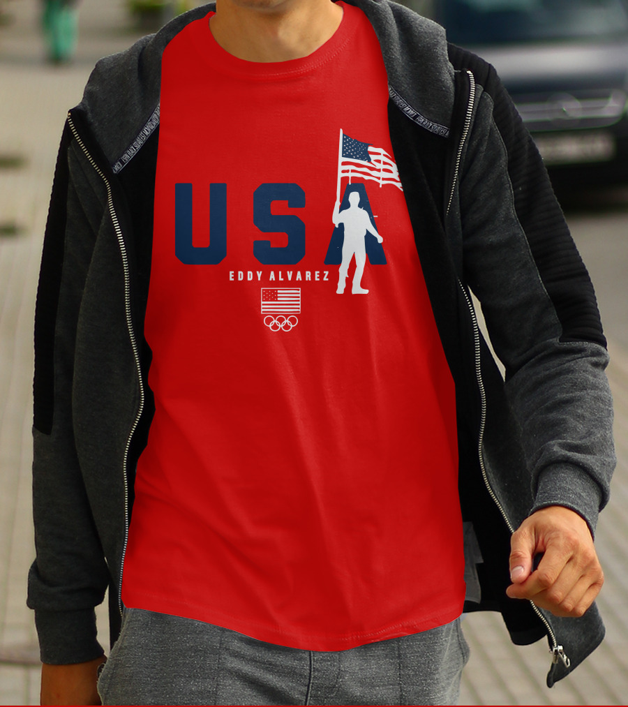 USA Eddy Alvarez Olympic Flag Bearer T-Shirt