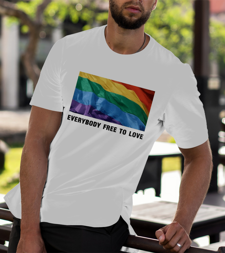 Everybody Free To Love Pride Rainbow Flag T-Shirt