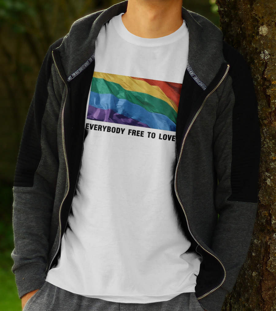 Everybody Free To Love Pride Rainbow Flag T-Shirt