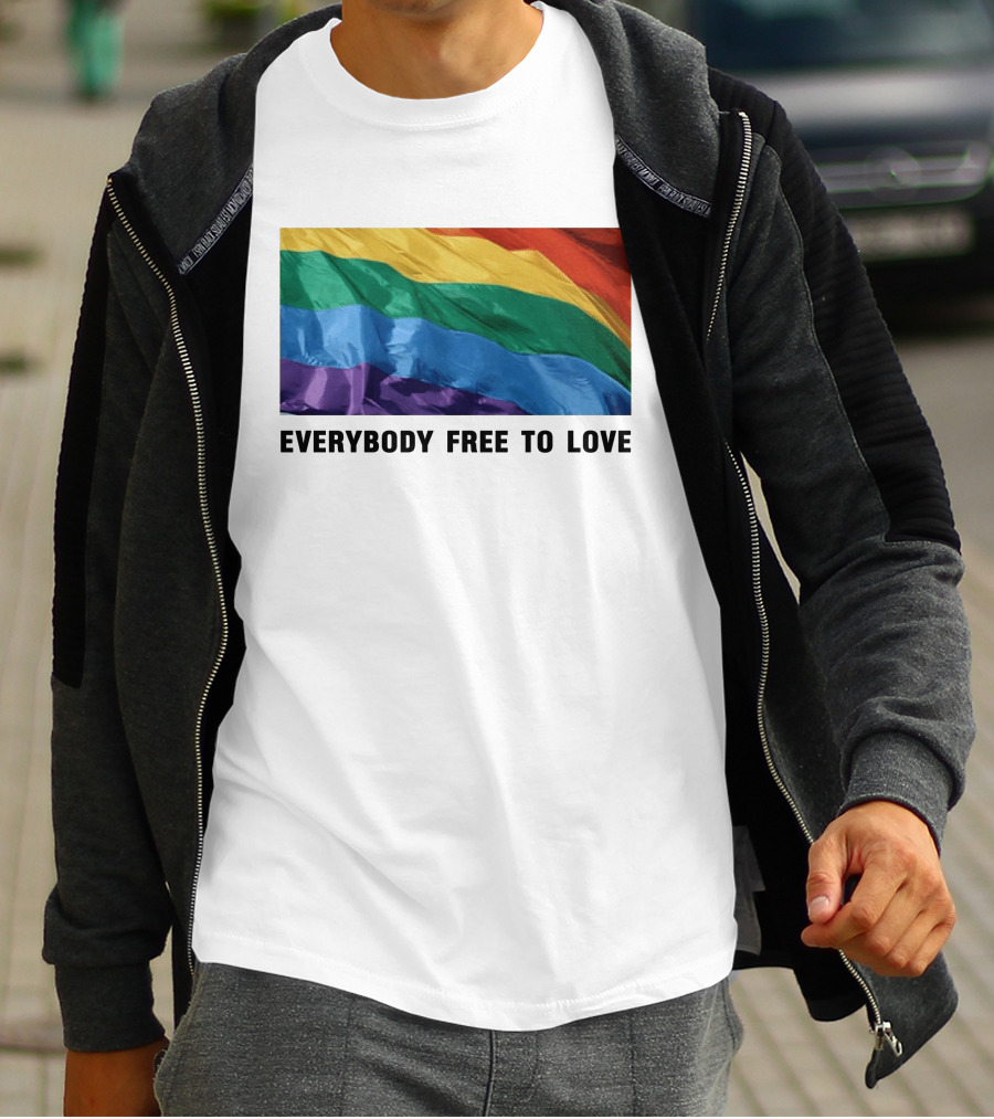 Everybody Free To Love Pride Rainbow Flag T-Shirt