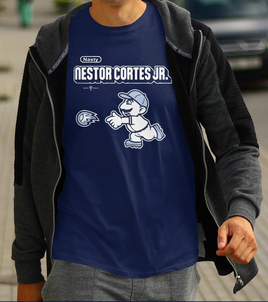Nasty Nestor Cortes Jr. Cartoon Baseball New York Roto Wear T-Shirt