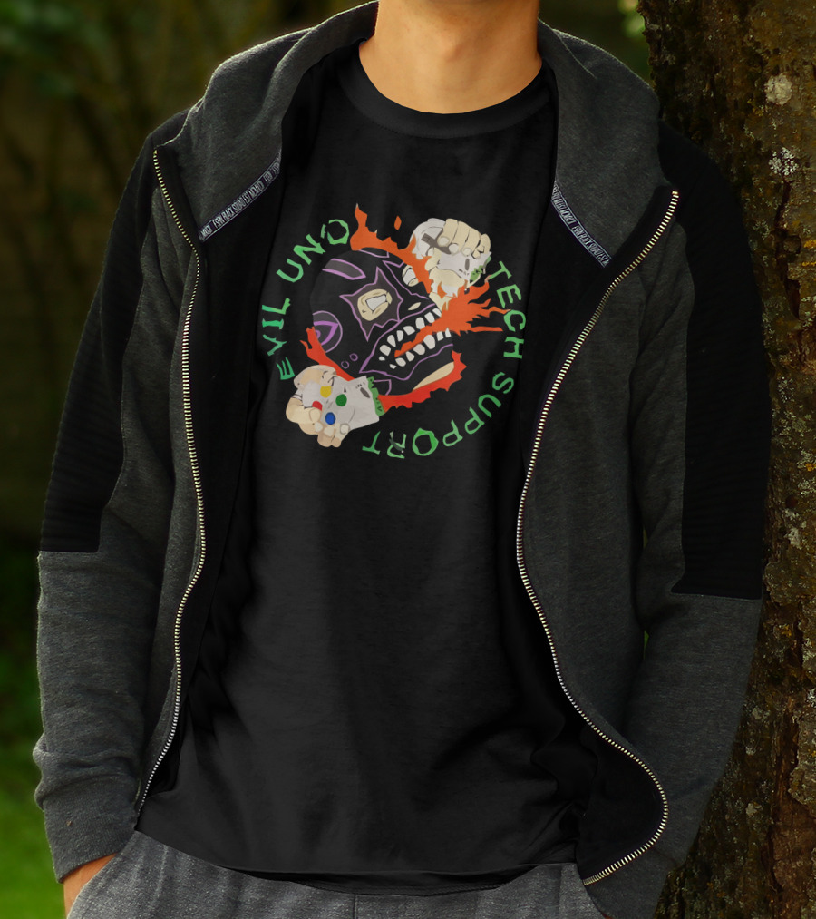 Evil Uno Tech Support AEW Mask And Game Controller T-Shirt