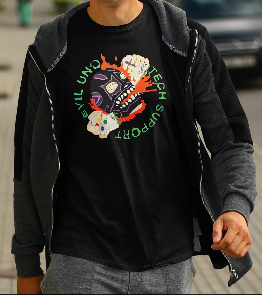 Evil Uno Tech Support AEW Mask And Game Controller T-Shirt