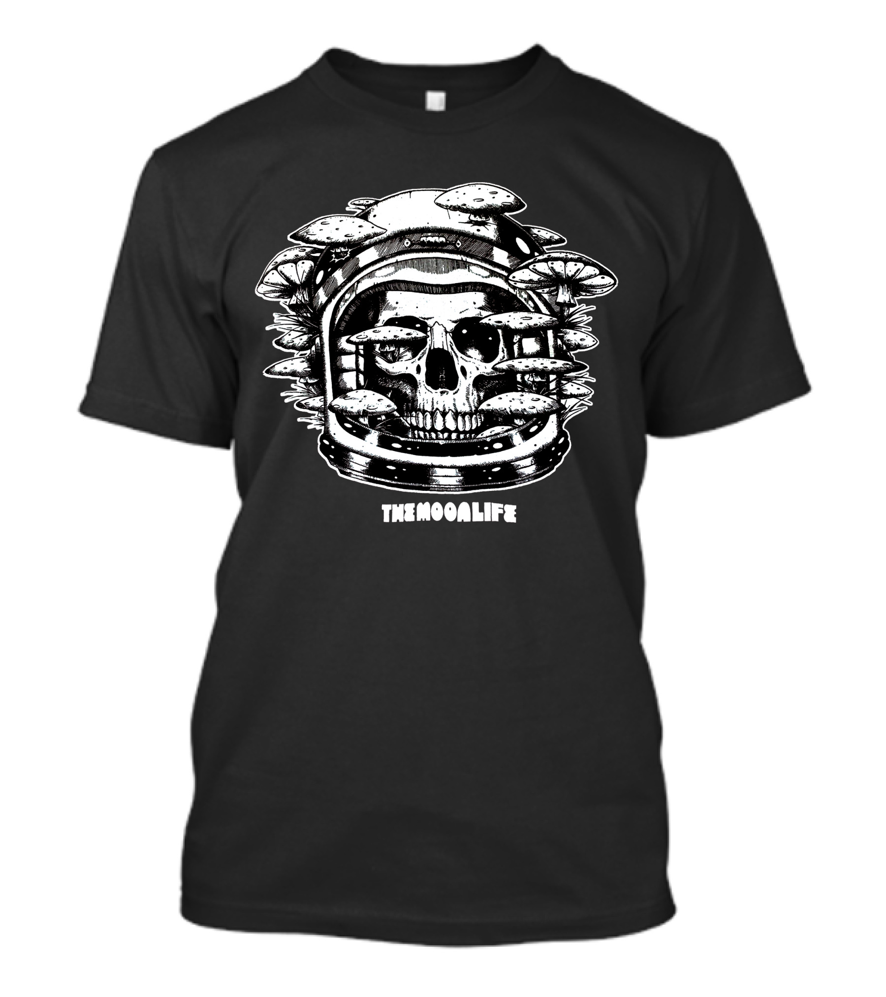THEMOONLIFE Shrooms Of Doom Skull Astronaut T-Shirt