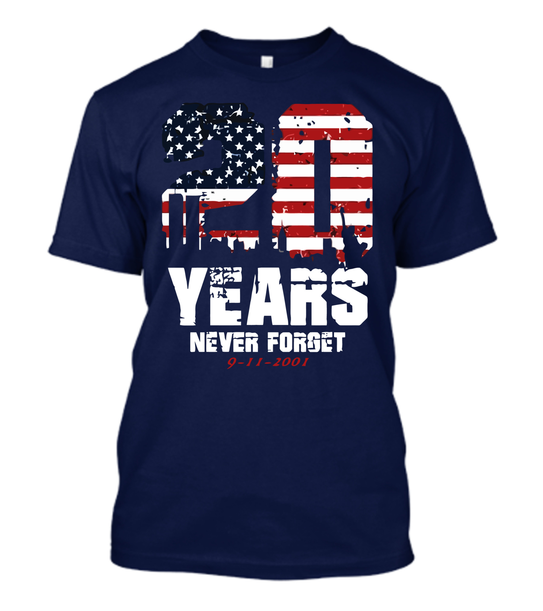 20 Years Never Forget 9-11-2001 American Flag T-Shirt
